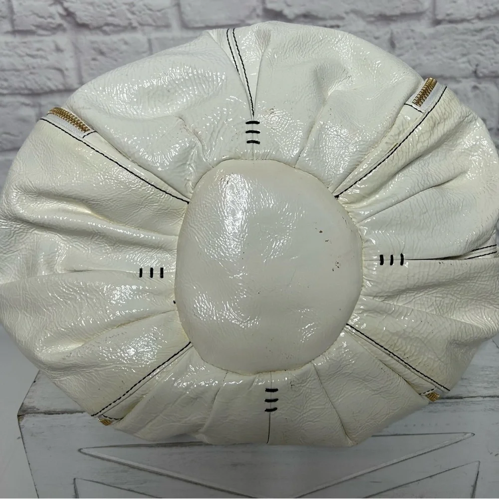 Isabella Fiore White Patent Leather Hobo Bag